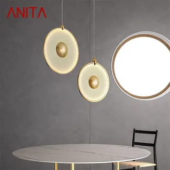 Подвесной светильник ANITA Nordic Современная Круглая Светодиодная лампа Креативного дизайна Для гостиной Столовой Спальни