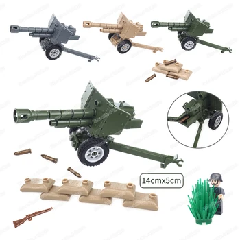 Военная зенитная граната, пушка, строительный блок, фигурки Moc WW2, Тележка, оружие, сцены марша, модель, подходящие подарки для детей, игрушки для мальчиков