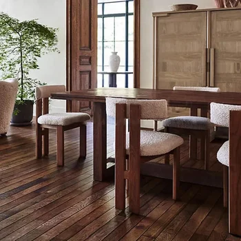 Удобный простой обеденный стул из дерева Экономит место Передвижной стул в японском стиле с низкой спинкой для отдыха Мебель для дома Cocina