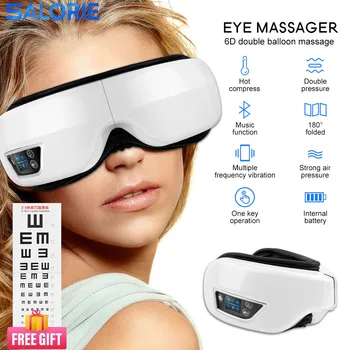 6D Интеллектуальная подушка безопасности, вибрационный массажер для глаз, горячий компресс, Bluetooth, очки для массажа глаз, инструмент для ухода за глазами, мешочек от усталости и морщин