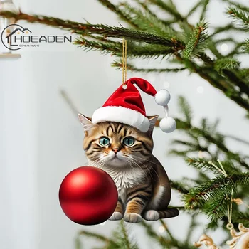 Милый кот из мультфильма 2023, Рождественские украшения, Подвесное украшение, Подарок, Рождественская елка, Подвесной кулон, принадлежности для вечеринок, декор