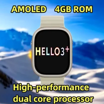 Смарт-часы Ultra Amoled 4GB ROM Compass NFC Local Music Heart Rate 2023 Новые Умные Часы для Мужчин И Женщин Hello Watch 3 +