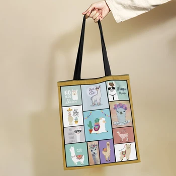 Складная хозяйственная сумка Yikeluo из альпаки с рисунком Альпаки Многоразовая хозяйственная сумка большой емкости, моющаяся продуктовая сумка, сумка для ключей и книг