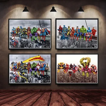 Плакат с супергероем Disney Marvel, Человек-паук, Халк, Железный Человек, Картина на холсте, Настенное искусство, HD Картина 