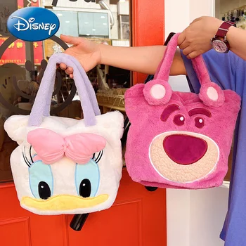Disney 2023, новая мультяшная дамская сумочка с дейзи, большая вместительная сумка с милым клубничным мишкой, студенческая плюшевая сумка для покупок
