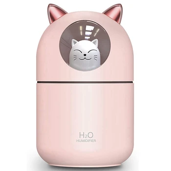 Лучшие предложения 2X Увлажнитель Cute Cat Cool Mist для дома, ночник для кошек, необходимый чистый воздух для детской комнаты, простота в уходе Розовый