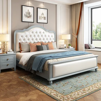Двуспальная кровать Queen European Kids King с высоким изголовьем Двуспальная кровать Modern Girl Letti Matrimoniali Мебель для спальни