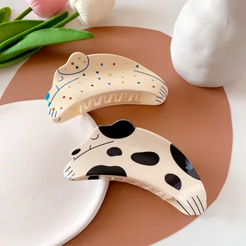 2023 Новая Нишевая Заколка Для Волос С Уксусной Кислотой Dalmatian Fun Cute Shark Clip Трехмерная Заколка Для Волос на Затылке для Женщин