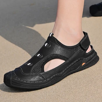 2021 Летние новые мужские сандалии Сетчатая палуба, легкие пляжные сандалии, мужская обувь в рыбацком стиле, повседневная мужская обувь на открытом воздухе, Размер 46