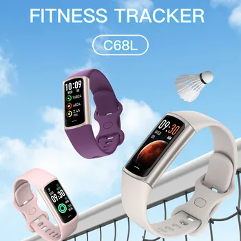 C68 Смарт-часы, спортивный браслет, фитнес-трекер, Водонепроницаемый, 20 + видов спорта для Android iOS, мониторинг сердечного ритма, кислорода в крови, сна