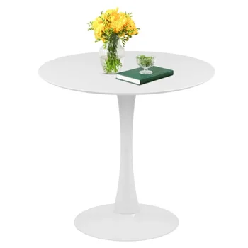 Нет MOQ 32-дюймовый Круглый деревянный обеденный стол в современном стиле с деревянной столешницей и металлическим основанием