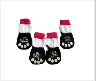 Мягкая теплая обувь для домашних собак, нескользящие Носки, Хлопчатобумажные вязаные шерстяные Носки для домашних кошек и щенков со следами собачьих лап, Носки для собак
