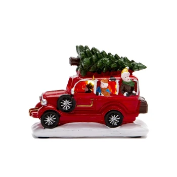 Рождественская елка, красный грузовик со светодиодной подсветкой, настольный декор для домашней новогодней вечеринки