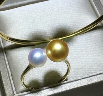 Великолепное огромное кольцо с натуральным круглым жемчугом AAAAA 8-9 мм, 10-11 мм, золотое кольцо с жемчугом Южного моря 925s.