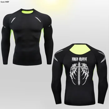 Мужские топы с длинным рукавом, спортивная одежда Rashguard, компрессионная рубашка, Мужская футболка для тренировок в тренажерном зале, одежда для занятий фитнесом и бегом