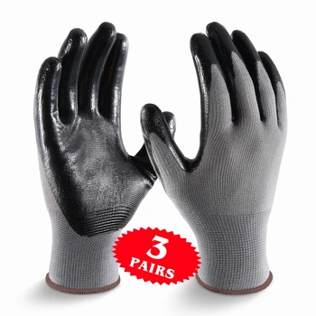 Рабочие перчатки из нитрила 3 / 12Paris 1,8 унции с дышащей нейлоновой подкладкой, Износостойкие, нитриловое покрытие 4-го уровня на ладони, Нескользящие