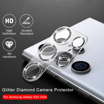 S24Ultra Case Защитная Крышка Камеры с Блестящим Бриллиантом Для Samsung Galaxy S24 Ultra 5G Крышка Объектива Из Закаленного Стекла Sumsung S 24 Plus