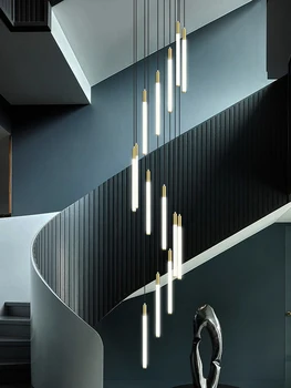 Простая имитация фарфорового стекла, лампа, лестничные люстры, потолочный светильник для гостиной, подвесной светильник Hotel Villa Lustre