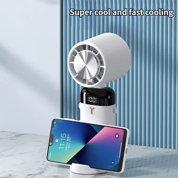Мини-складной Ручной вентилятор с цифровым дисплеем Без звука Настольный Наружный светильник Небольшой Портативный Подвесной вентилятор для охлаждения Новинка 2023 года