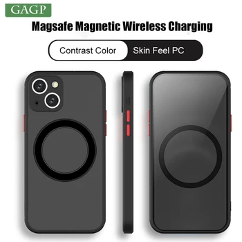 Жидкий ПК Тонкий Матовый Чехол Magsafe для iPhone 15 14 13 12 11 Pro Max X Xs Xr 14 15 Plus Mini С Магнитной Зарядкой, Противоударный Чехол