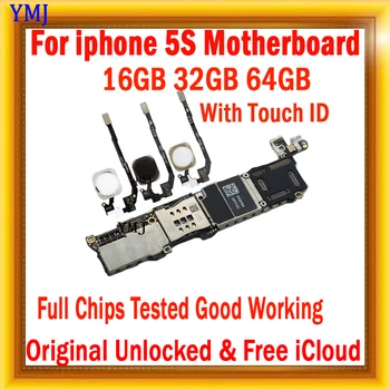 Хорошая рабочая материнская плата с /Без touch ID для iphone 5S 16 ГБ 32 ГБ 64 ГБ разблокированная материнская плата Системная логическая плата IOS + чипы