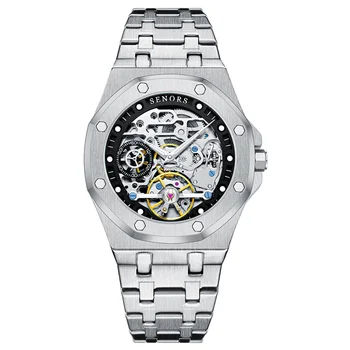 Мужские часы Skeleton Tourbillon класса Люкс известного ведущего бренда Мужские модные часы Военные автоматические механические наручные часы Relogio