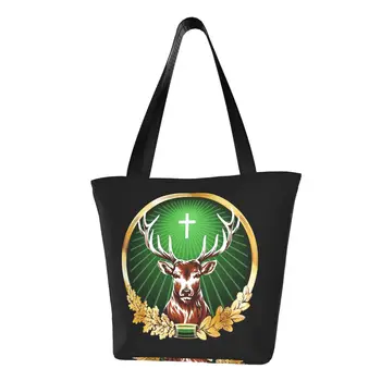 Забавный логотип Jagermeister с принтом, сумка для покупок, портативная холщовая сумка для покупок через плечо