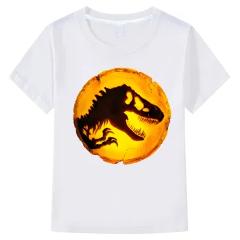 Детская футболка с принтом Jurassic World Dominion, летняя футболка из 100% хлопка для мальчиков и девочек, детские повседневные модные футболки, топы