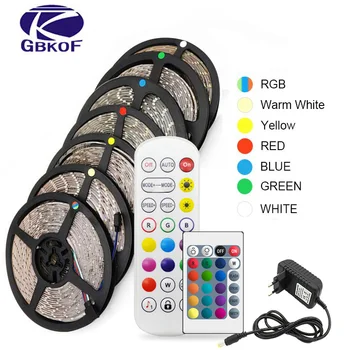 RGB 300 светодиодная лента 5 м 60 светодиодов/ м 2835 SMD 5050 Белый Теплый Белый Красный Синий Bluetooth светодиодная лента 12V Водонепроницаемая гибкая лента