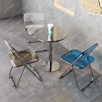 Комбинированный стол для десертов и закусок в кофейне, складной акриловый стул из нержавеющей стали