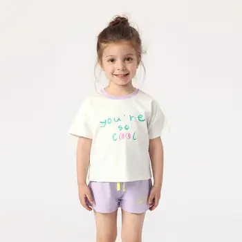 Летние свободные футболки с надписью MARC & JANIE для девочек с коротким рукавом 230857