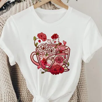 Футболки, одежда, модный цветочный кубок, тренд 90-х, женская летняя рубашка с принтом, женская графическая футболка с коротким рукавом, футболка с рисунком из мультфильма