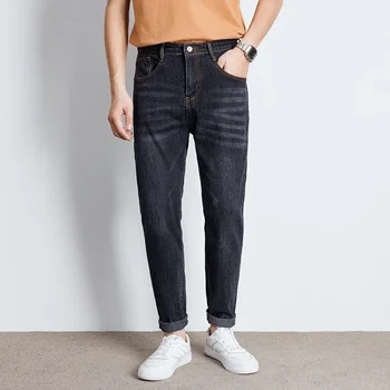 Джинсы для мужчин, осенние Новые модные эластичные облегающие мужские брюки Micro Harlan, повседневные мужские джинсы для фитнеса большого размера Y2k
