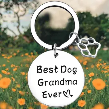 Брелок для ключей в подарок бабушке-собаке, брелки с отпечатком собачьей лапы, подвеска, лучший подарок бабушке-собаке