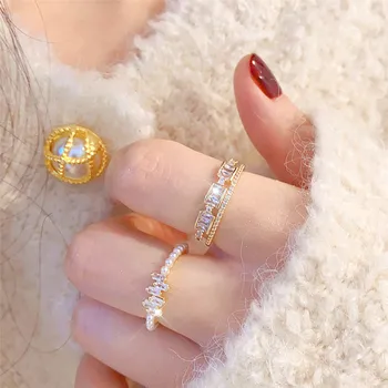 2023 Новое Французское Роскошное Дизайнерское кольцо с блестящим Цирконием, Нежным Универсальным Жемчужным бантом, Регулируемым Открытым кольцом, ювелирным подарком Love Ring