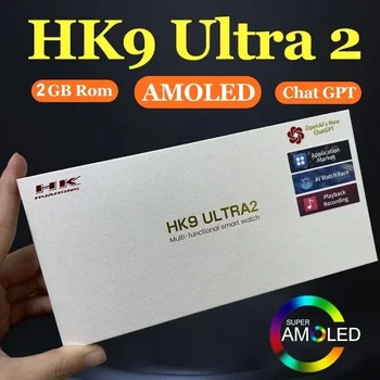 Новые Умные Часы HK9 Ultra 2 AMOLED 2GB Watchs Ultra2 ChatGPT NFC для Мужчин с Искусственным Интеллектом и Циферблатным Компасом PK Hello Watch 3 Plus