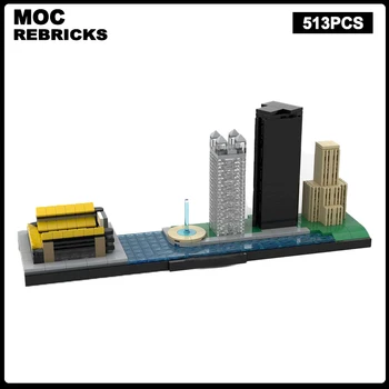 Серия Urban Architecture Pittsburgh Skyline MOC Building Blocks Assembly Model Bricks Дисплей Креативные Детские Игрушки Подарки