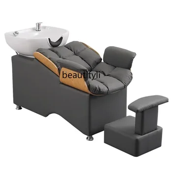 Кресло-шампунь, парикмахерская, Специальная кровать для тайской терапии головы, Наполовину Лежащее Кресло-шампунь, Водонагреватель, Встроенная массажная кровать