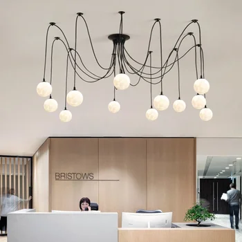 Подвесные светильники Nordic Spider для офиса, ресторана, одежды, гостиной, магазина, подвесная люстра с несколькими лампами черного цвета