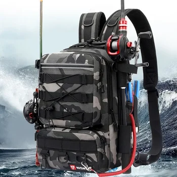 Камуфляжные рыболовные сумки с приманкой, многофункциональный рюкзак для занятий спортом на открытом воздухе, сумка для рыболовных снастей большой емкости