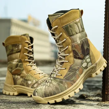 Мужские военные ботинки, камуфляжные армейские ботинки, кроссовки спецназа, нескользящие тактические ботинки для пустыни, Высокие ботильоны botas militares hombre