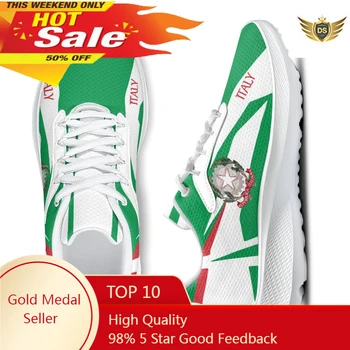 Зеленые Белые женские кроссовки, дизайнерский бренд с флагом Италии, летние кроссовки, легкая повседневная обувь для ходьбы на шнуровке, балетки на плоской подошве