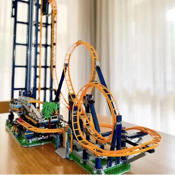 Модель аттракционов Loop Coaster, подходящая для 10303, Строительные блоки, собранные городским экспертом, Детские Рождественские архитектурные игрушки, подарки 15039