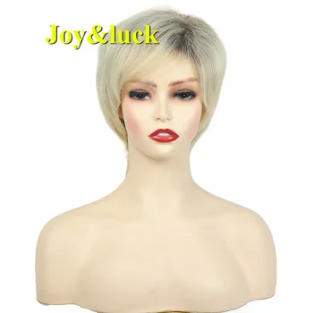 Синтетические короткие прямые парики из светлых волос Боб с челкой для ежедневного использования, высококачественные вечерние женские волосы