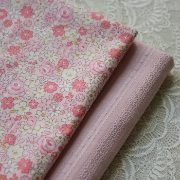 145x50 см Розовая Роза Кружевная Цветочная Стена с вышивкой из чистой хлопчатобумажной ткани Рубашка Платье Ткань для одежды DIY
