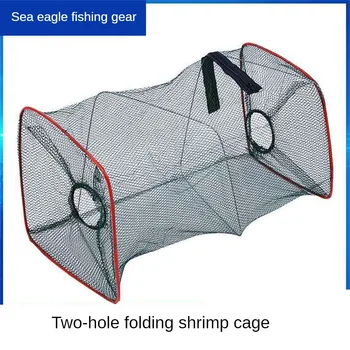 Ловушка для креветок Телескопическая Складная рыболовная сеть Сетчатая Ажурная клетка с фидером для ловли раков вброд
