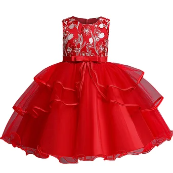 Вечерние платья с цветочным узором для маленьких девочек на хлопчатобумажной подкладке, Элегантная детская одежда принцессы на Новый год, праздничные платья для младенцев