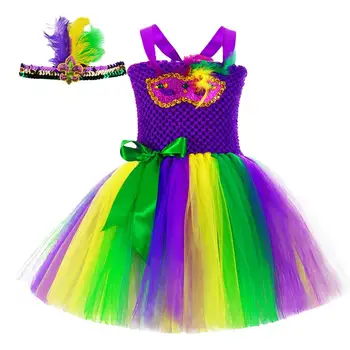 Платье Марди Гра с блестками для девочек, карнавальные костюмы на Хэллоуин, детская праздничная одежда, наряд-пачка