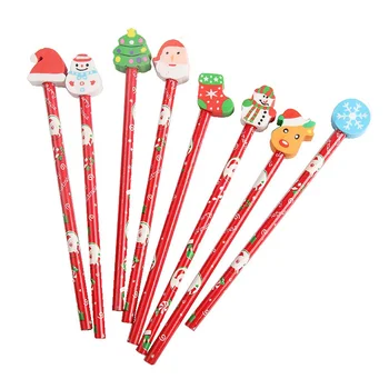 12 шт. школьные принадлежности, карандаш для детей, рождественские подарки, бамбуковый мультфильм с ластиком