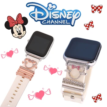 Пряжка для ремешка Disney Minnie Mouse для Apple Watch, металлические подвески, украшающие кольцо, бриллиантовый орнамент, аксессуары для ремешка для смарт-часов